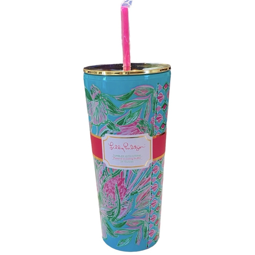 NWT Lilly Pulitzer tumbler with straw 24 ounces